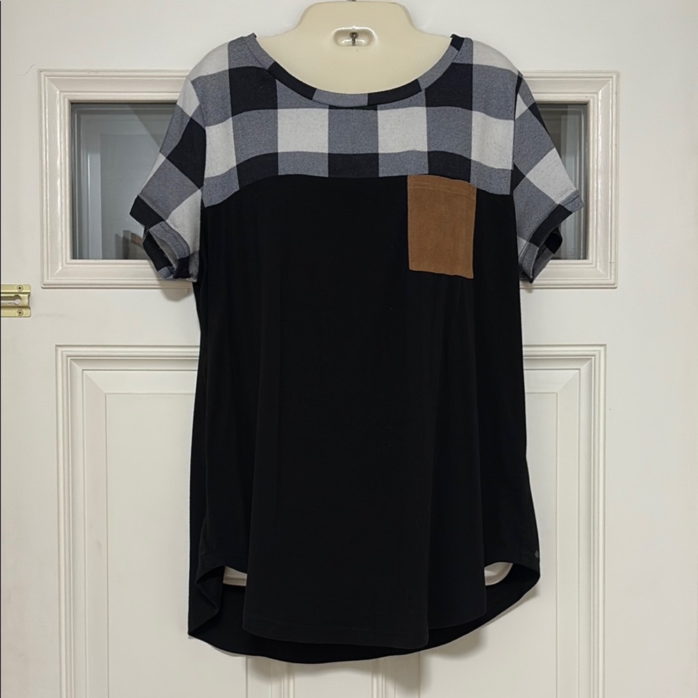 Plaid Black and Brown Women's Top